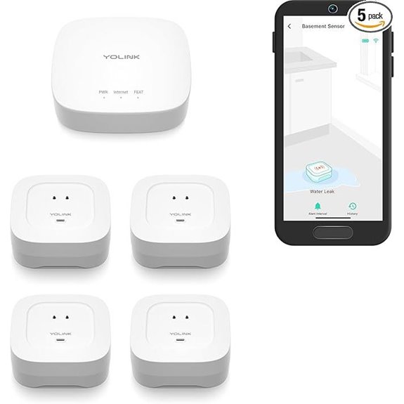 YoLink Water Leak Sensor Kit with Siren and Alerts