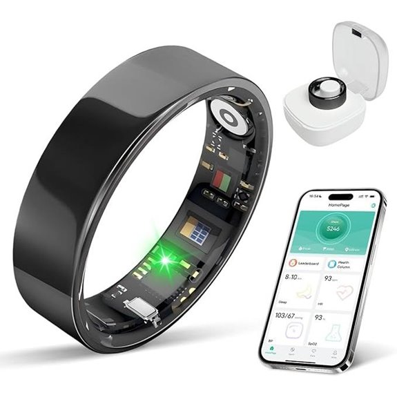 Smart Ring Fitness Tracker Waterproof No Subscription Black