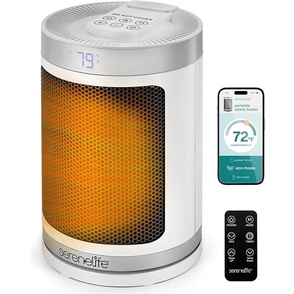 SereneLife Wi-Fi Space Heater with Thermostat and Timer
