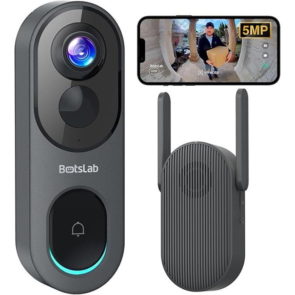 BOTSLAB 5MP Wireless Video Doorbell with AI Detection