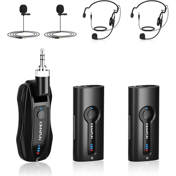 KIMAFUN Wireless Lavalier Microphone System (2TX1RX)
