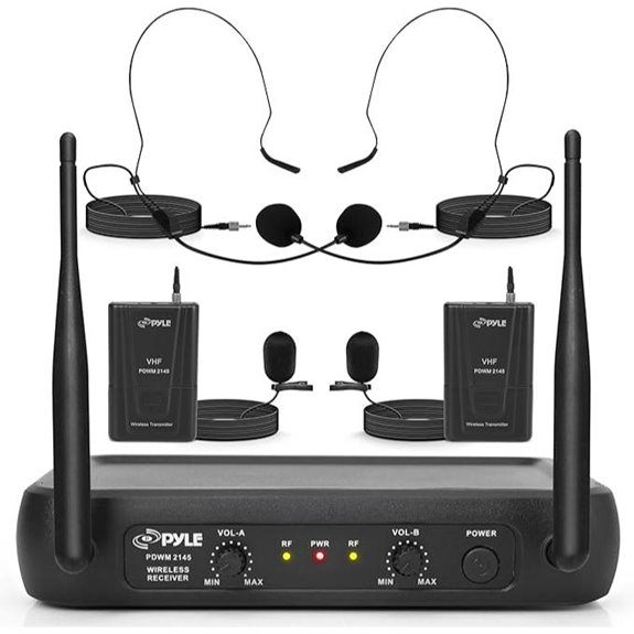 Pyle Dual Channel Wireless Microphone System Set
