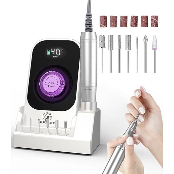Portable Rechargeable Nail Drill with Bits and Base