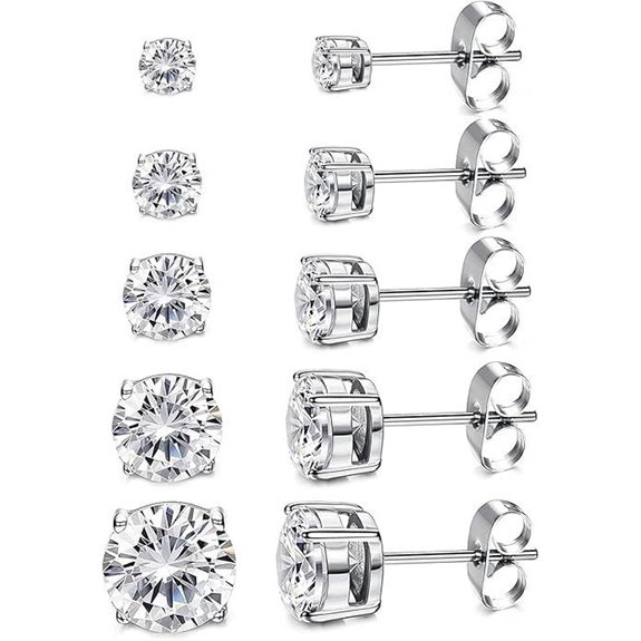 Kainier Women's 14K Gold Plated CZ Stud Earrings (5 Pairs)