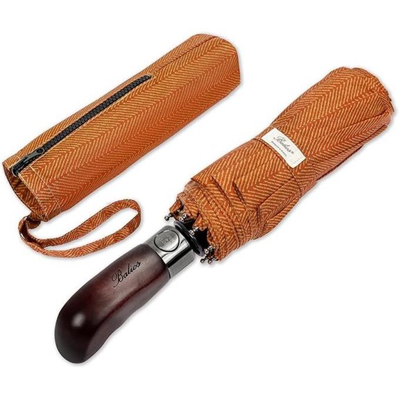 Balios Travel Folding Umbrella with Wooden Handle