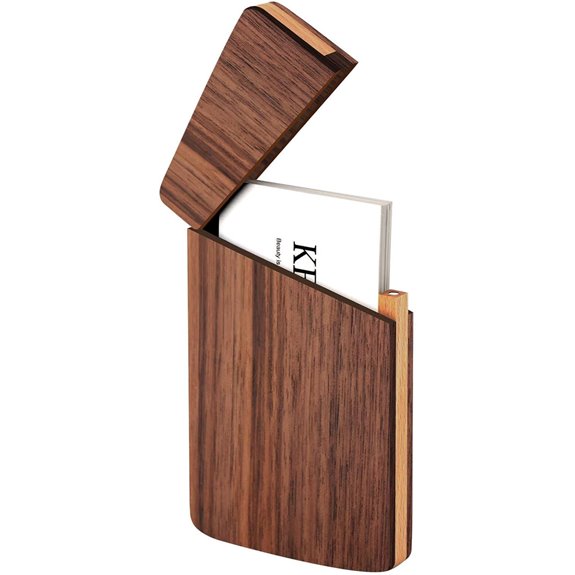 Wooden Business Card Holder with Magnetic Closure