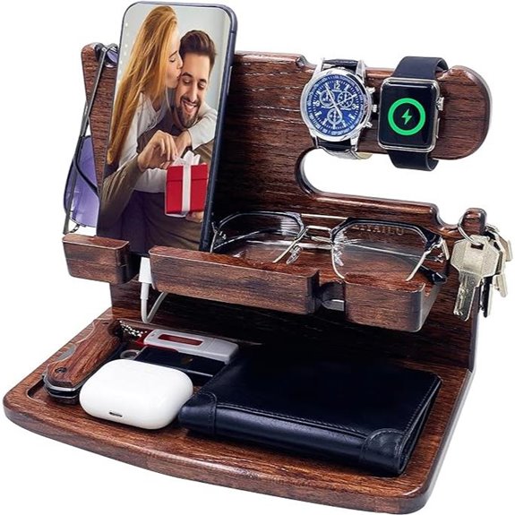 Wood Phone Docking Station Nightstand Organizer