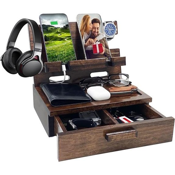 Wood Nightstand Organizer and Phone Docking Station