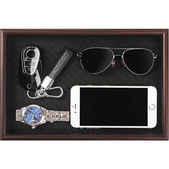 Zosenley Wooden Valet Tray with Leather Base